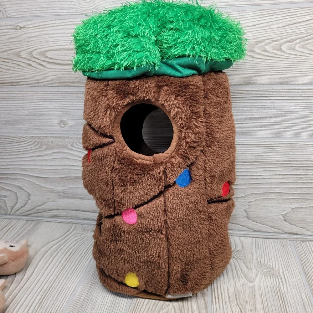 Frisco Holiday Hide and Seek Monkey Christmas Lights Tree Trunk Plush Dog Toy‎